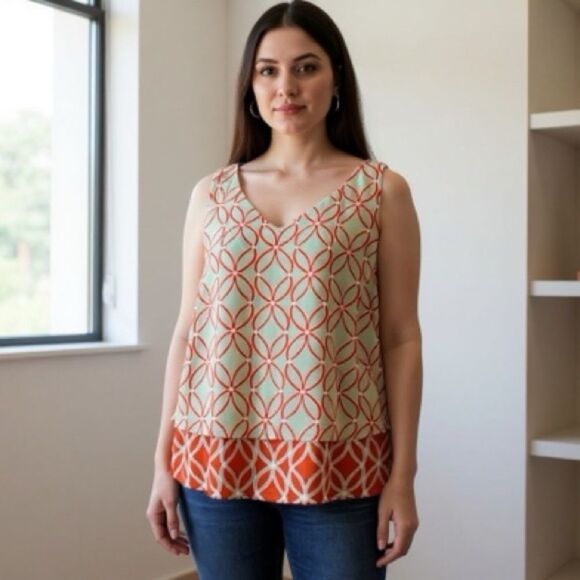 Crown & Ivy Sleeveless Blouse Geometric. Size 3XL - Picture 1 of 8